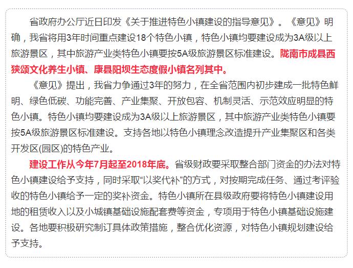甘肅計(jì)劃3年建18個(gè)特色小鎮(zhèn)，看看隴南有幾個(gè)~